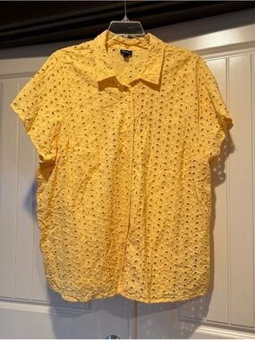 torrid Yellow Eyelet Button-Down Shirt